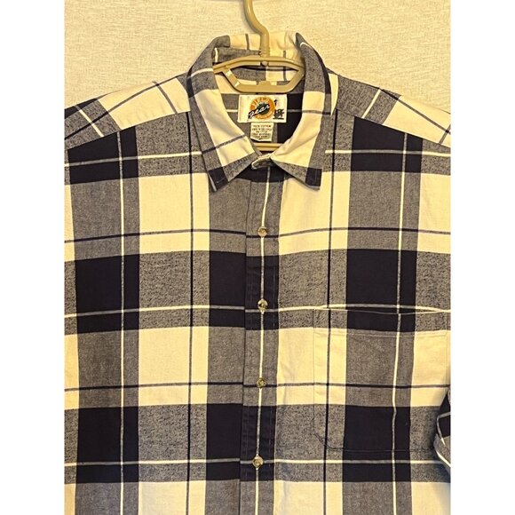 Vintage Field Gear Plaid Button-Up Shirt Navy & Cream Long Sleeve 100% Cotton XL - Picture 3 of 16